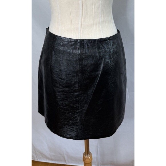 Y2K Vintage Esprit Black Leather Mini Skirt S Fully Lined 28" Waist Iconic - Picture 8 of 11